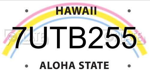 7UTB255 Hawaii License Plate