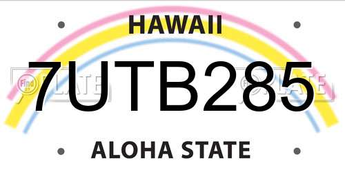 7UTB285 Hawaii License Plate