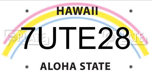 7UTE28 Hawaii License Plate