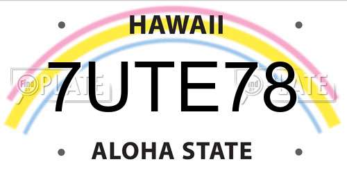 7UTE78 Hawaii License Plate
