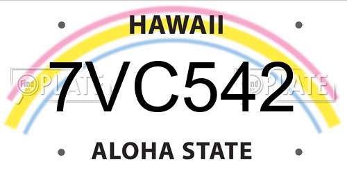 7VC542 Hawaii License Plate