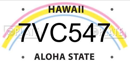 7VC547 Hawaii License Plate