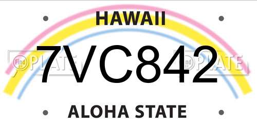 7VC842 Hawaii License Plate