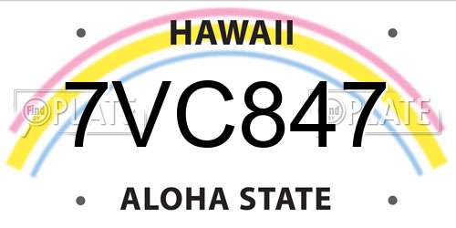 7VC847 Hawaii License Plate