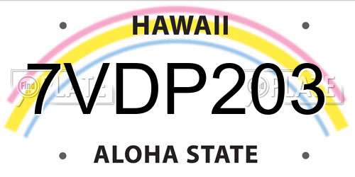 7VDP203 Hawaii License Plate