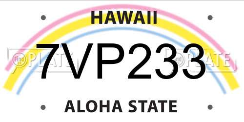 7VP233 Hawaii License Plate
