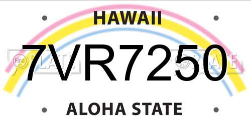 7VR7250 Hawaii License Plate
