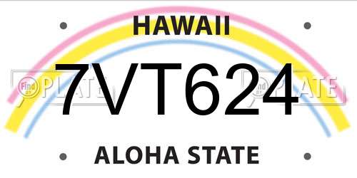 7VT624 Hawaii License Plate