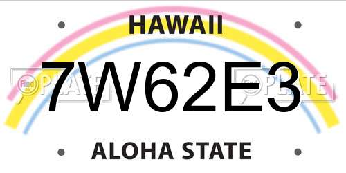 7W62E3 Hawaii License Plate