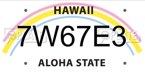 7W67E3 Hawaii License Plate
