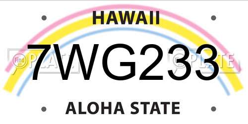 7WG233 Hawaii License Plate