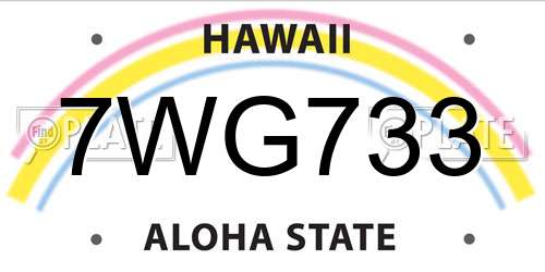 7WG733 Hawaii License Plate