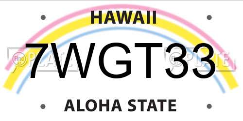 7WGT33 Hawaii License Plate