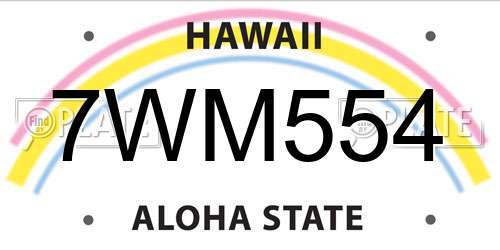 7WM554 Hawaii License Plate