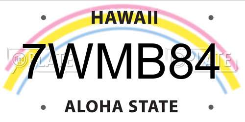 7WMB84 Hawaii License Plate