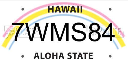 7WMS84 Hawaii License Plate