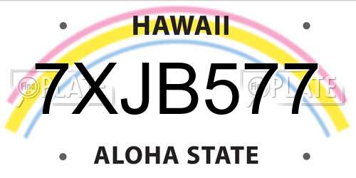 7XJB577 Hawaii License Plate
