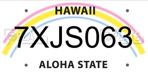 7XJS063 Hawaii License Plate