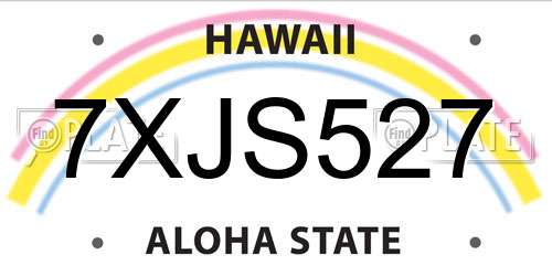 7XJS527 Hawaii License Plate