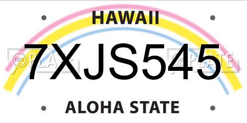 7XJS545 Hawaii License Plate