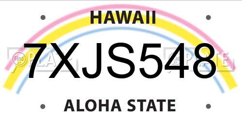 7XJS548 Hawaii License Plate