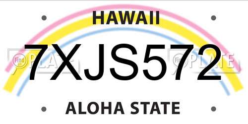 7XJS572 Hawaii License Plate