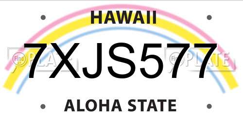 7XJS577 Hawaii License Plate