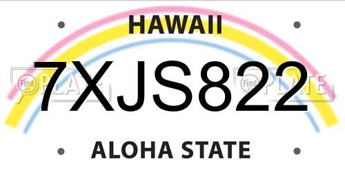 7XJS822 Hawaii License Plate