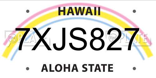 7XJS827 Hawaii License Plate