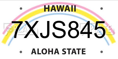 7XJS845 Hawaii License Plate