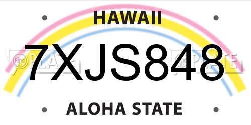 7XJS848 Hawaii License Plate
