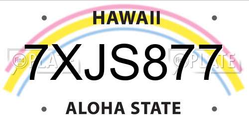 7XJS877 Hawaii License Plate