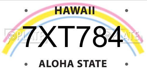7XT784 Hawaii License Plate
