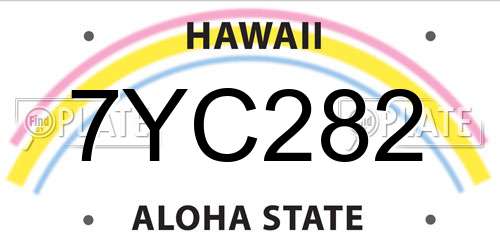 7YC282 Hawaii License Plate