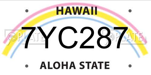 7YC287 Hawaii License Plate