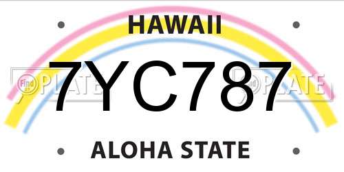 7YC787 Hawaii License Plate