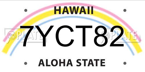 7YCT82 Hawaii License Plate