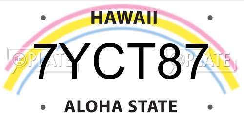 7YCT87 Hawaii License Plate