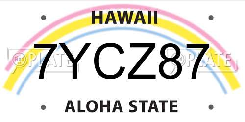 7YCZ87 Hawaii License Plate