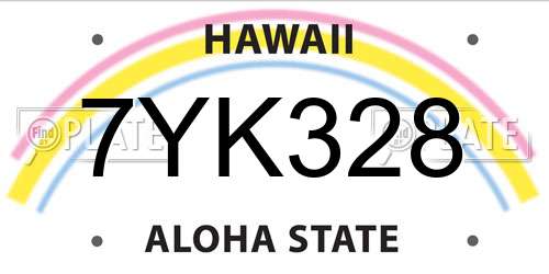 7YK328 Hawaii License Plate