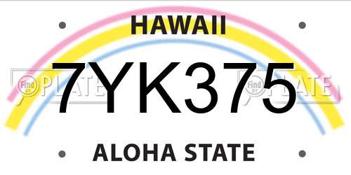 7YK375 Hawaii License Plate