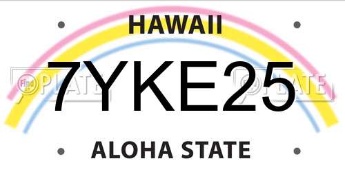 7YKE25 Hawaii License Plate