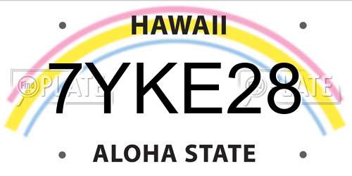 7YKE28 Hawaii License Plate