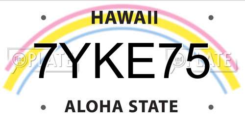 7YKE75 Hawaii License Plate