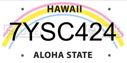 7YSC424 Hawaii License Plate