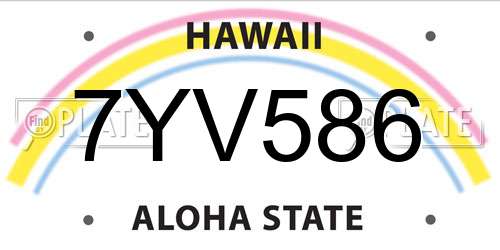 7YV586 Hawaii License Plate