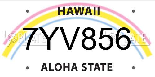 7YV856 Hawaii License Plate