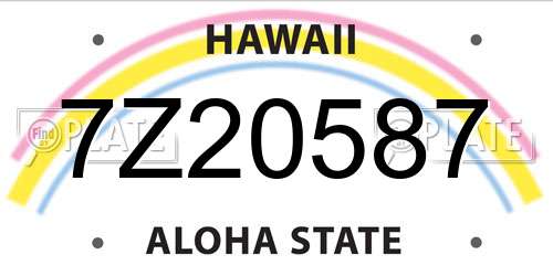 7Z20587 Hawaii License Plate