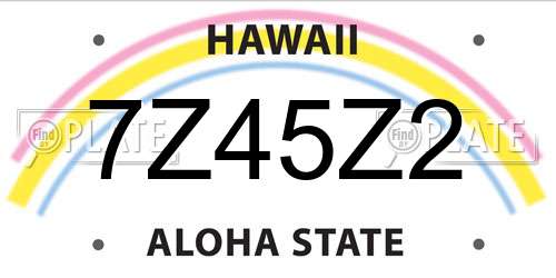 7Z45Z2 Hawaii License Plate