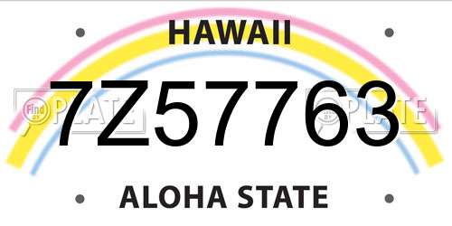 7Z57763 Hawaii License Plate